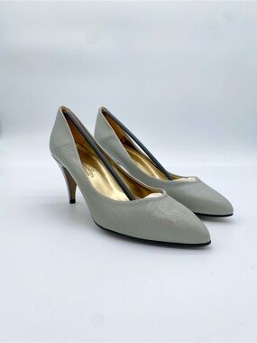 Deadstock‎ Vintage Gray Leather Pumps - Women